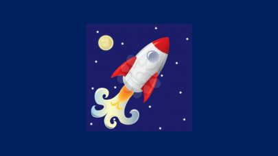 Cute Rocketship Flying Across a Night Sky clipart